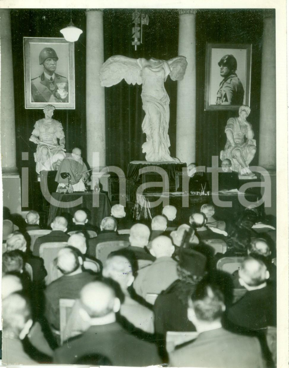 Fotografia d epoca originale 1941 MILANO Card. Ildefonso SCHUSTER inaugura anno Istituto Scienze e Lettere 1