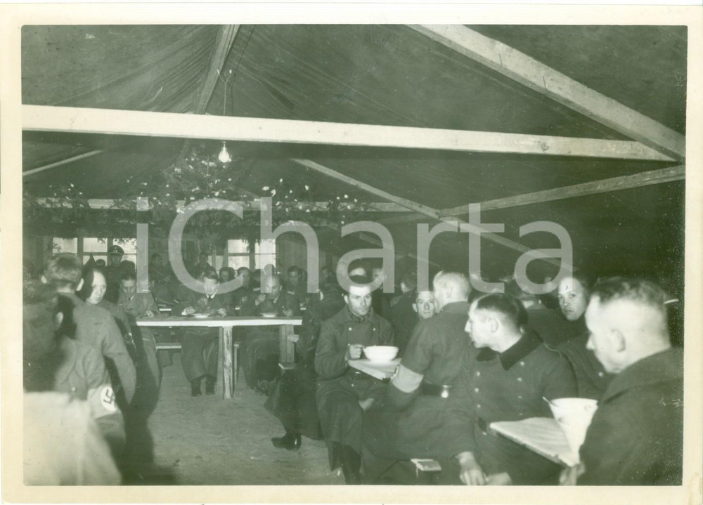 Fotografia d epoca originale 1940 WW2 ADOLF HITLER Weihnachtsessen, cena di Natale 1