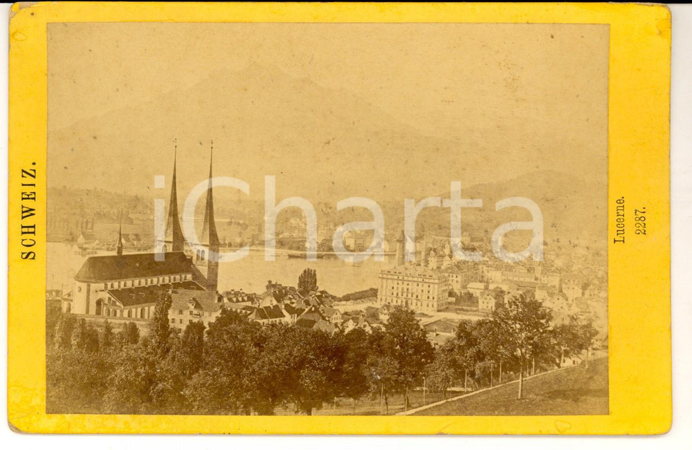Fotografia d epoca originale 1887 LUCERNA SVIZZERA Veduta panoramica della cittÃ  Foto VINTAGE 17x11 cm 1