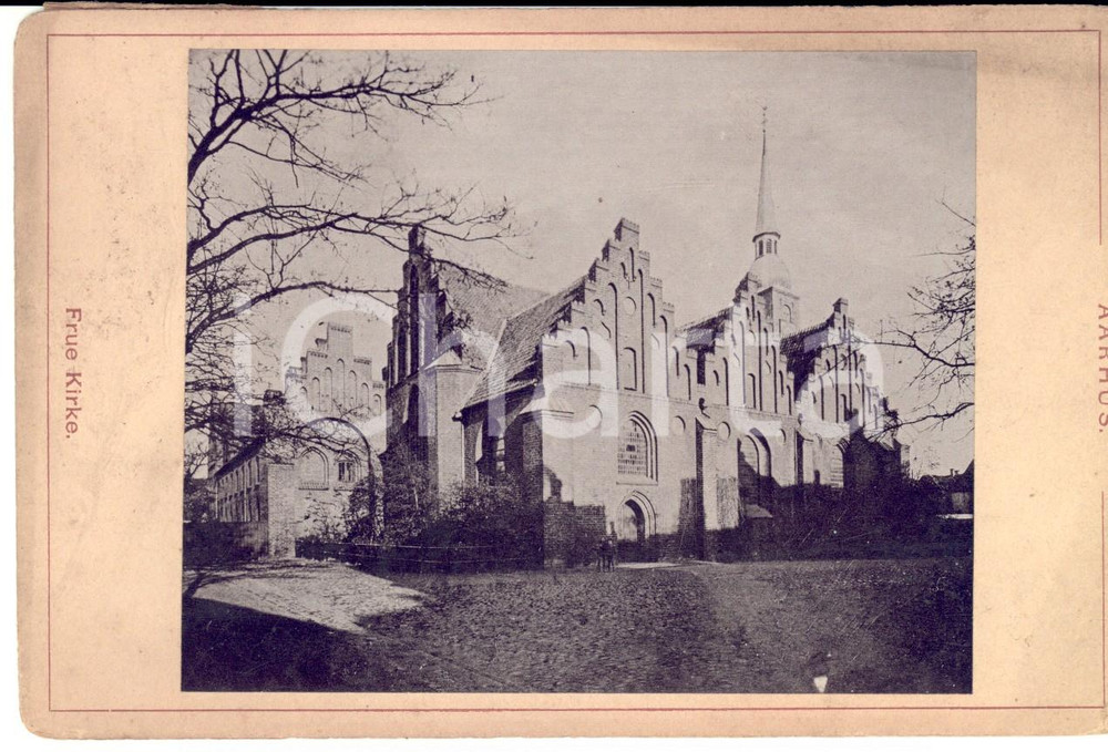 Fotografia d epoca originale 1880 ca AARHUS DENMARK Frue Kirke Fotografia VINTAGE 17x11 cm 1