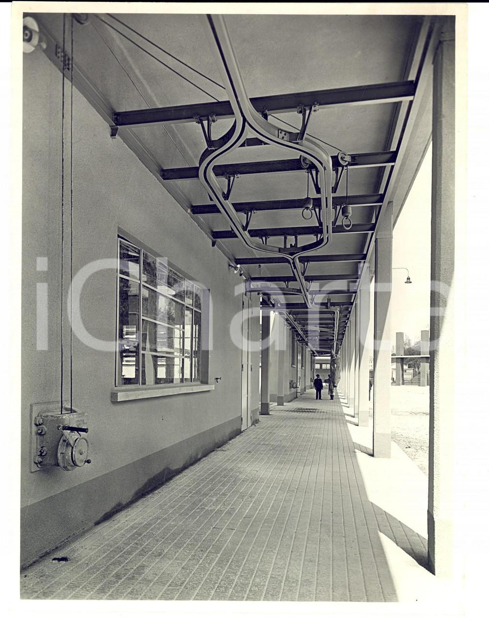 Fotografia d epoca originale 1950 ca PAVIA Macello  Galleria di smistamento carni Foto CHIOLINI & TURCONI 1