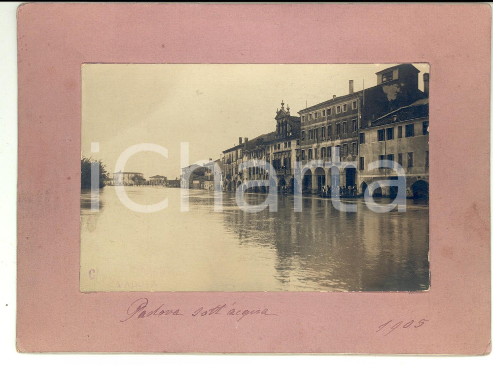 Fotografia d epoca originale 1905 ALLUVIONE PADOVA Veduta della cittÃ  inondata dal BACCHIGLIONE Foto animata 1