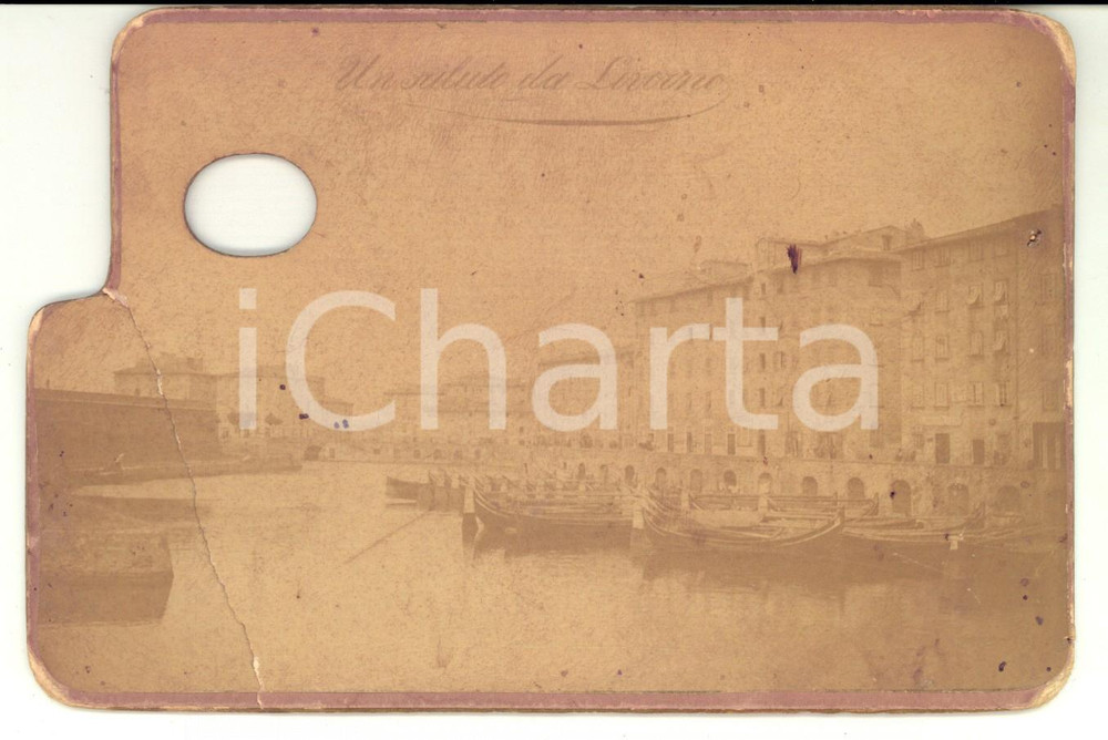 Fotografia d epoca originale 1890 ca LIVORNO Veduta del quartiere VENEZIA Foto DANNEGGIATA 17x11 cm 1