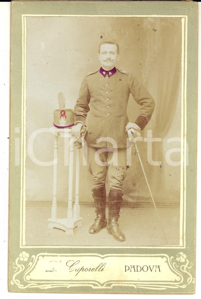 Fotografia d epoca originale 1890 ca PADOVA REGIO ESERCITO Ufficiale del 7Â° Reggimento Cavalleria CAPORELLI 1