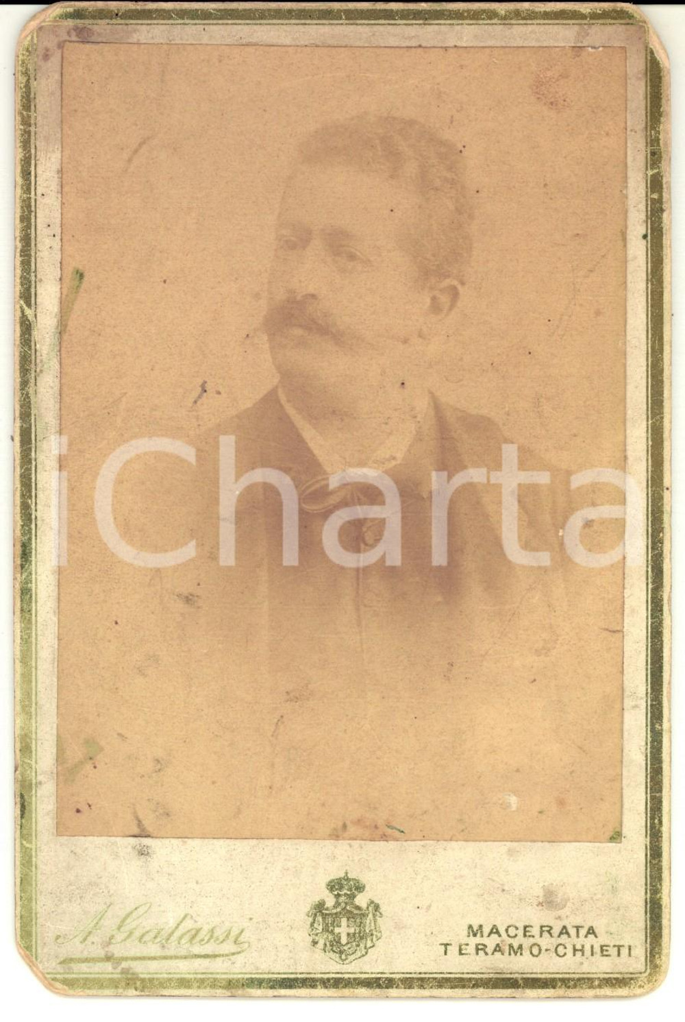 Fotografia d epoca originale 1890 ca MACERATA ? Ritratto maschile famiglia MARTELLI Foto A. GALASSI 1