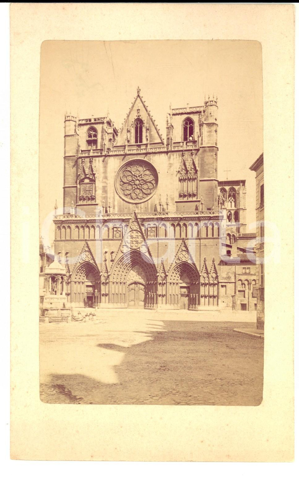 Fotografia d epoca originale 1880 ca LYON FRANCE Vue de la cathÃ©drale Photo VINTAGE 11 x 19 cm 1