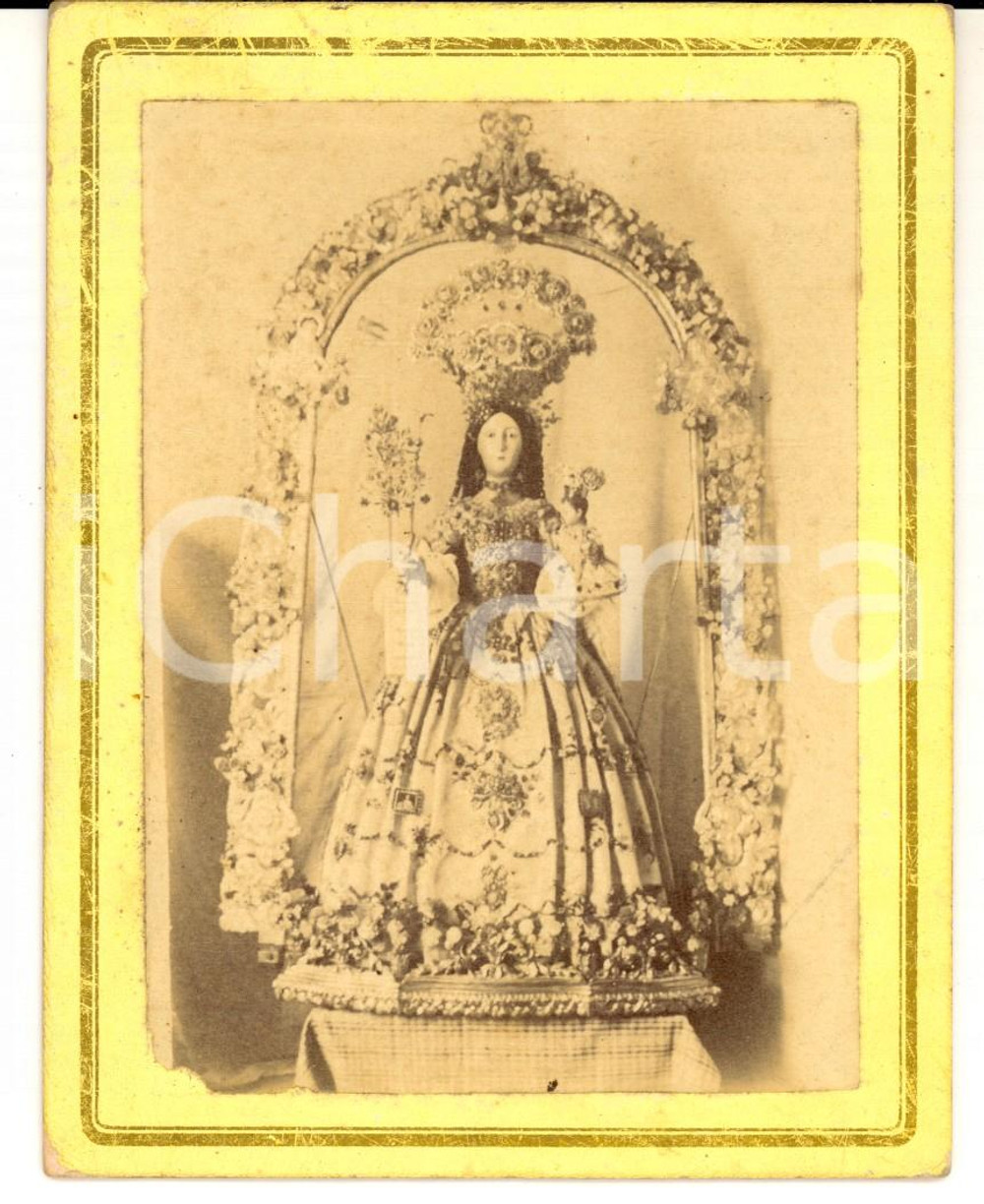 Fotografia d epoca originale 1880 ca IGLESIAS NOSTRA SIGNORA DELLE GRAZIE  Antica statua Madonna RARA 1