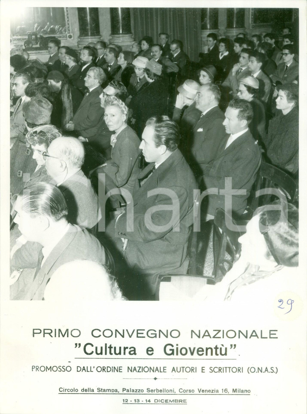 1959 MILANO Primo Convegno Nazionale Cultura e Gioventù O.N.A.S Il pubblico FOTO