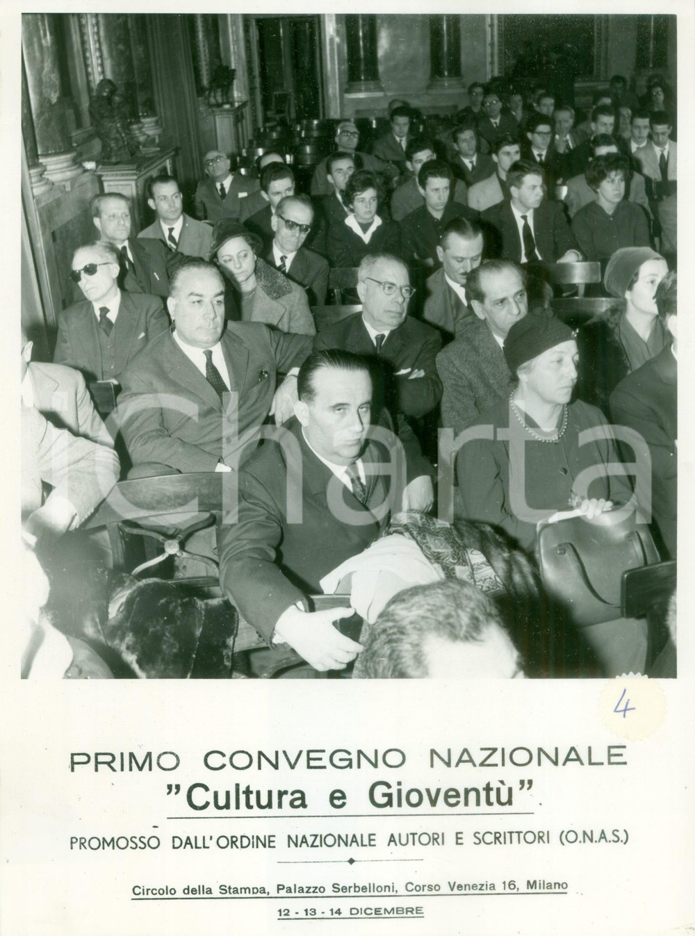 Fotografia d epoca originale 1959 MILANO Primo Convegno Nazionale Cultura GioventÃ¹ O.N.A.S Palazzo SERBELLONI 1