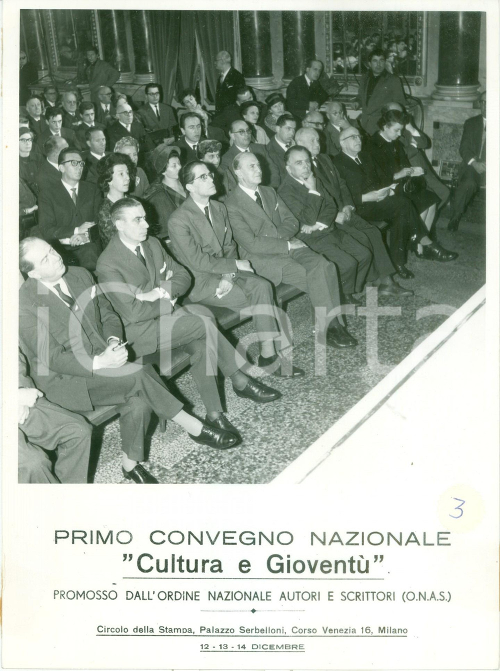 Fotografia d epoca originale 1959 MILANO Primo Convegno Nazionale Cultura GioventÃ¹ Palazzo SERBELLONI Foto 1