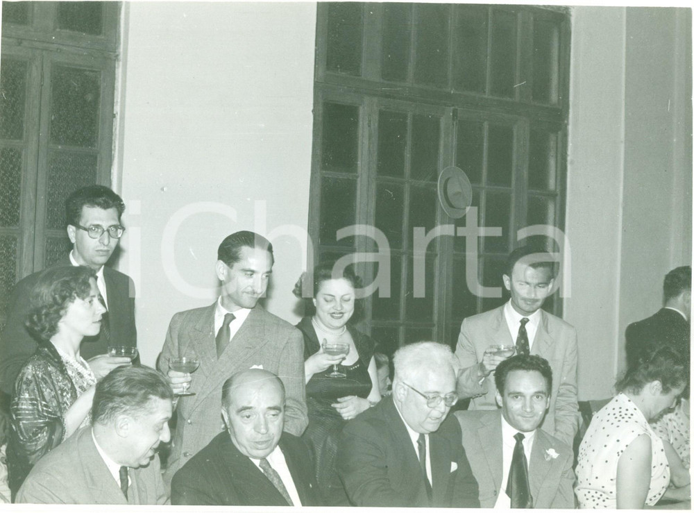 Fotografia d epoca originale 1951 TERME DI BOGNANCO Francesco FLORA Eugenio MONTALE al Premio di Poesia FOTO 1
