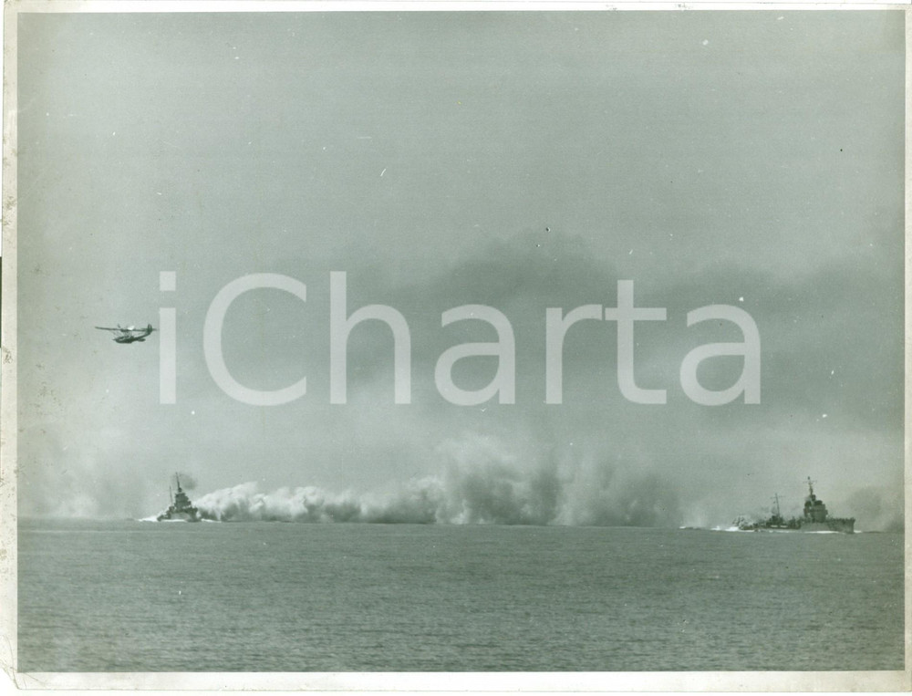 Fotografia d epoca originale 1940 ca GUERRA NAVALE WW2 Aviazione bombarda cacciatorpediniere Fotografia 1