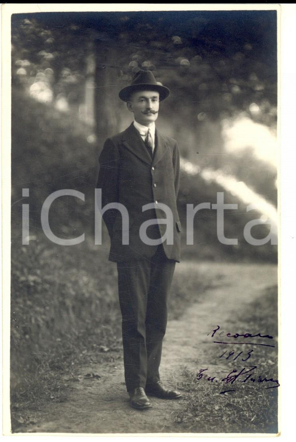 Fotografia d epoca originale 1913 RECOARO TERME VI Ritratto del tenente Giuseppe PATRIARCA Alpini Foto FP 1