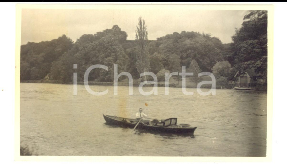 Fotografia d epoca originale 1924 LONDON UK Gita in barca a remi sul TAMIGI Foto VINTAGE 14x8 cm 1
