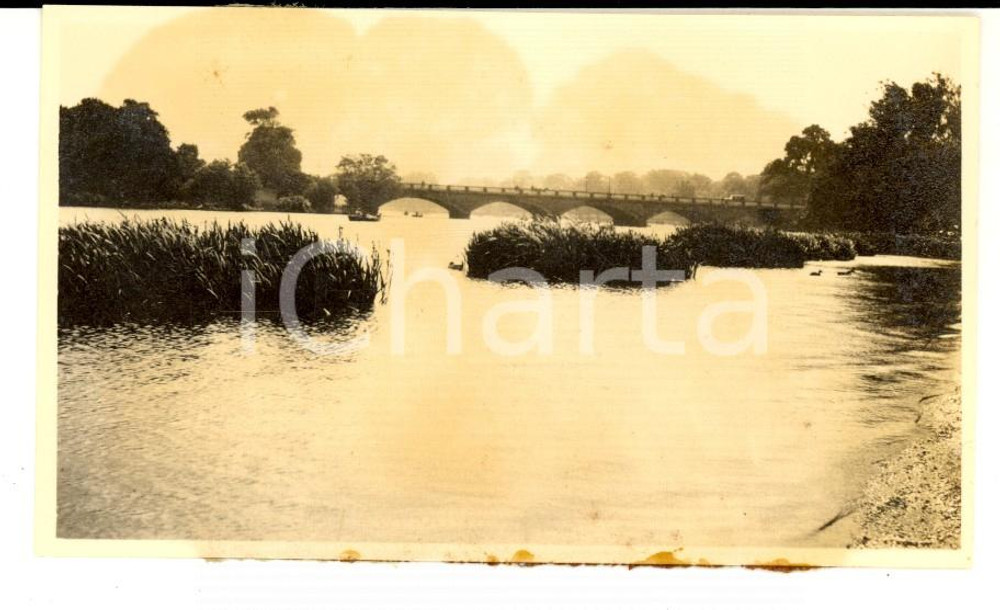 Fotografia d epoca originale 1924 LONDON HYDE PARK Veduta del SERPENTINE LAKE con il ponteFoto 12x6 cm 1