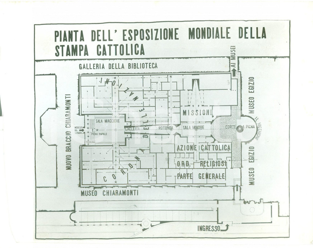 Fotografia d epoca originale 1936 VATICANO Piantina dell Esposizione mondiale stampa cattolica FOTOGRAFIA 1