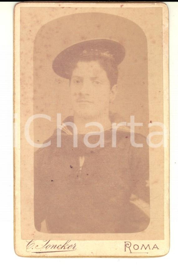Fotografia d epoca originale 1890 ca ROMA Ritratto di giovane ufficiale REGIA MARINA Foto Camillo TONCKER 1