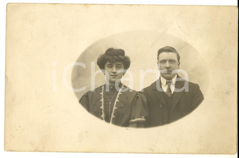 Fotografia d epoca originale 1908 ALESSANDRIA Ritratto di due coniugi Foto Menozzi di RATAGGI FP 1