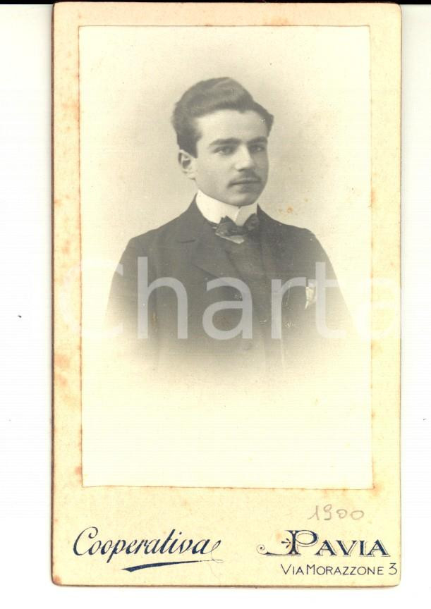 Fotografia d epoca originale 1900 PAVIA Ritratto di giovane uomo Foto COOPERATIVA VINTAGE CDV 1