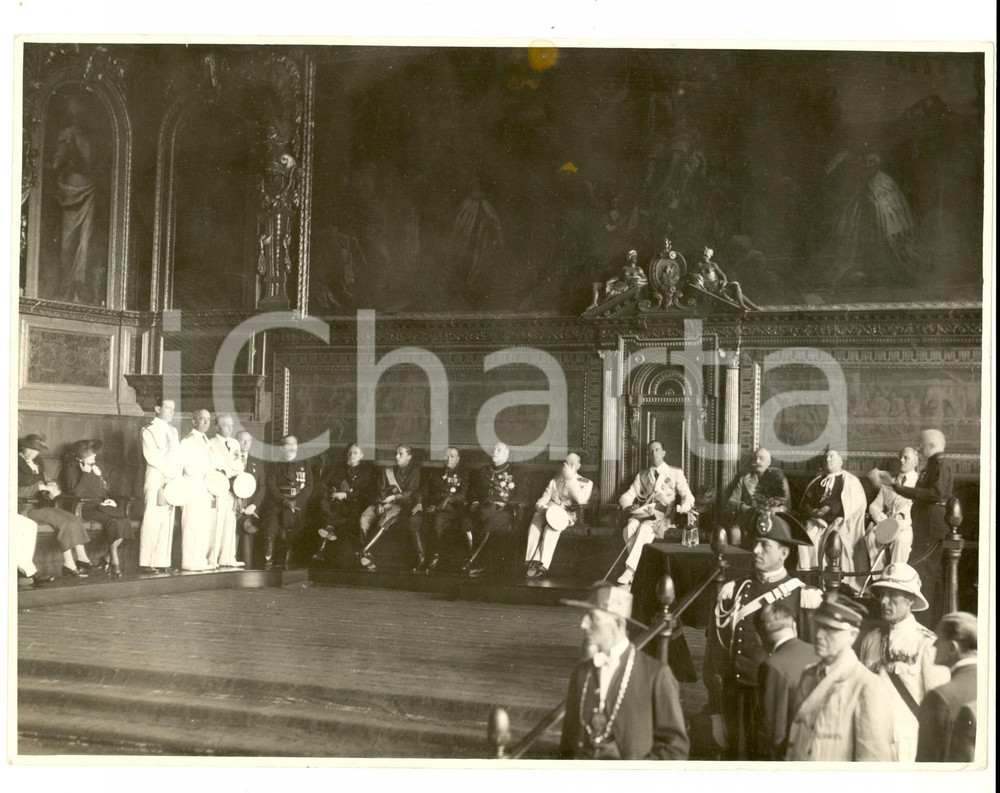Fotografia d epoca originale 1936 VENEZIA Principe UMBERTO presiede cerimonia della REGIA MARINA Foto 1