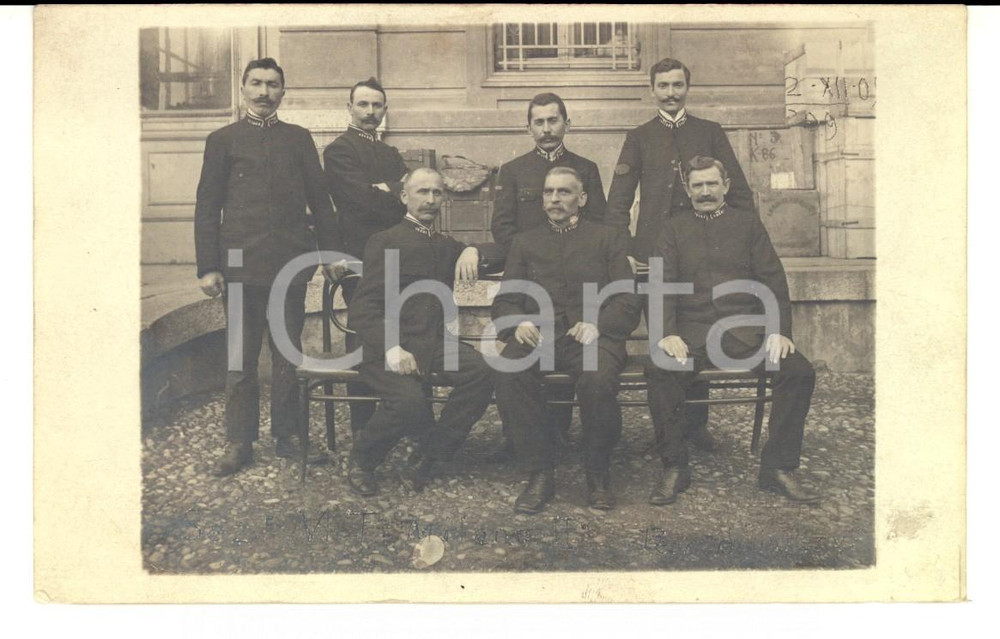 Fotografia d epoca originale 1909 MILANO Foto di gruppo di ferrovieri in stazione VINTAGE FP 1