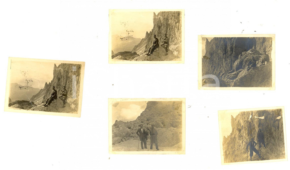 Fotografia d epoca originale 1927 FORCELLA DEL SASSOLUNGO BZ Escursionisti in salita Lotto 5 foto 4x6 1