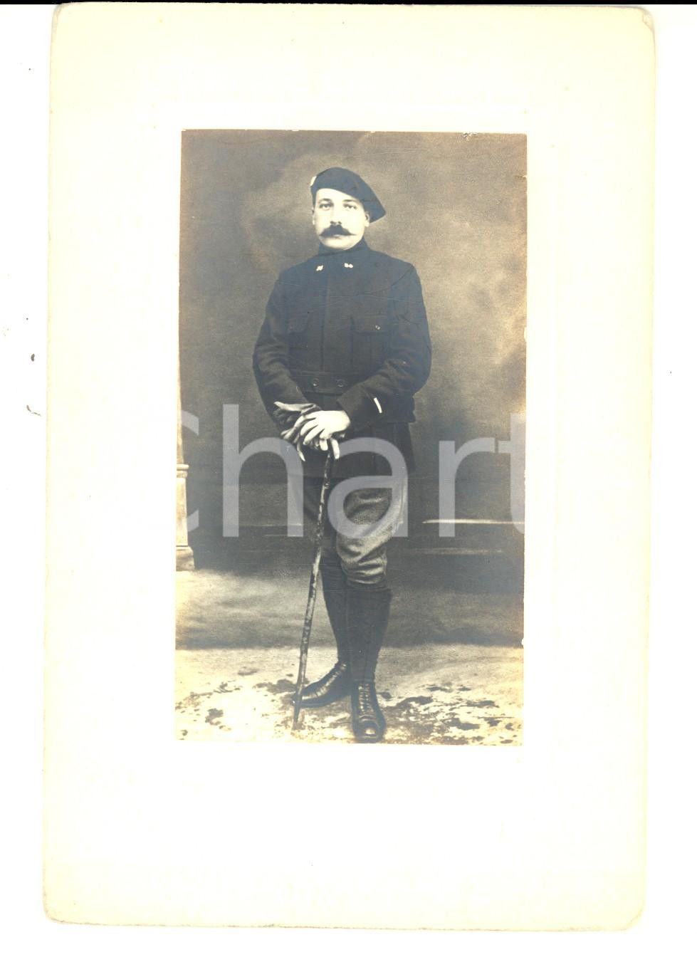 Fotografia d epoca originale 1915 WW1 ARMEE BELGE Potrait d un chasseur Photographie 12x17 cm 1
