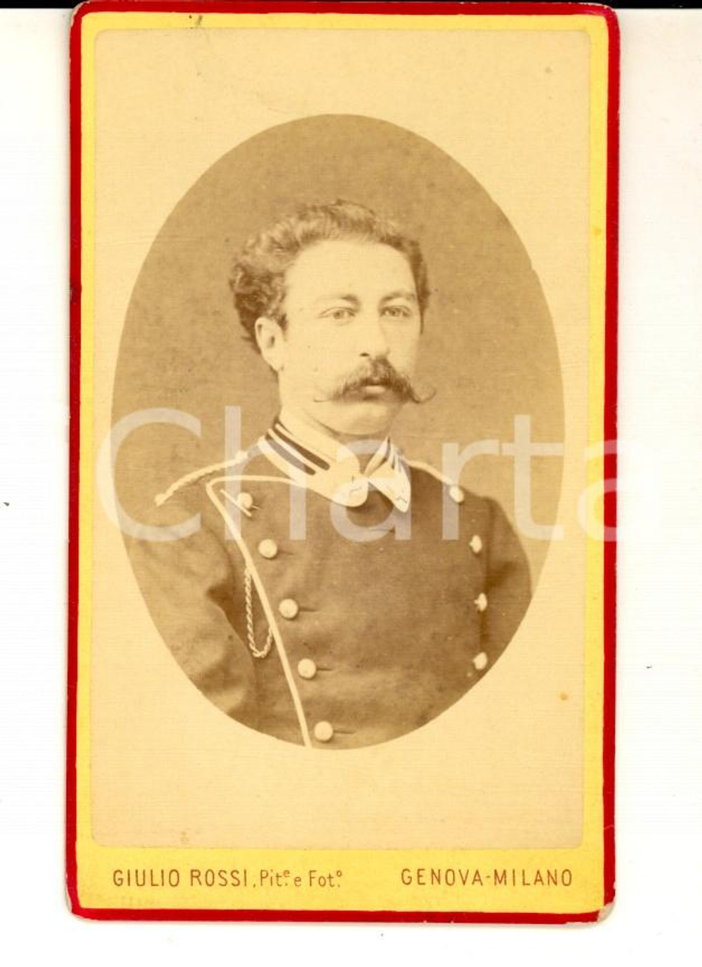 Fotografia d epoca originale 1880 ca REGIO ESERCITO MILANO RItratto di ufficiale Fotografia GIULIO ROSSI 1