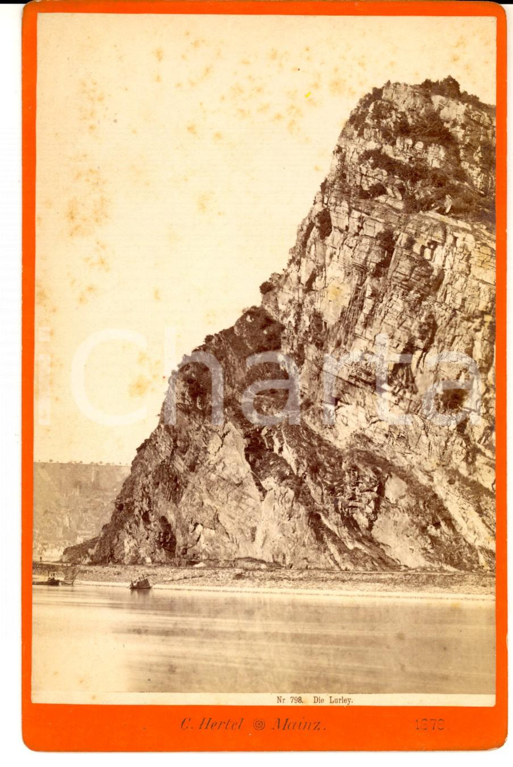 Fotografia d epoca originale 1878 SANKT GOARSHAUSEN Veduta della scogliera LORELEI Foto HERTEL 1