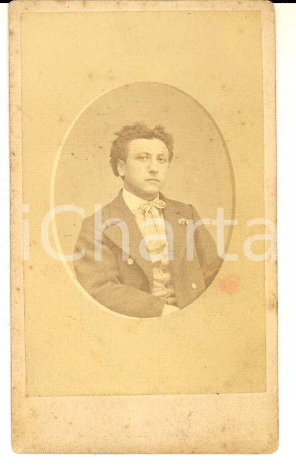 Fotografia d epoca originale 1870 ca MODENA Ritratto del giovane Natale PINCELLI Foto Ceminiano SETTI CDV 1