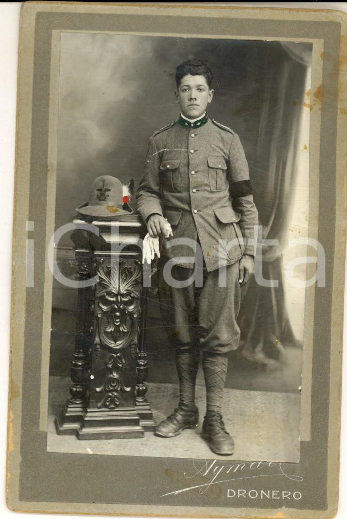 Fotografia d epoca originale 1910 ca DRONERO CN Ritratto di un giovane alpino Foto AYMARO 9x13 cm 1