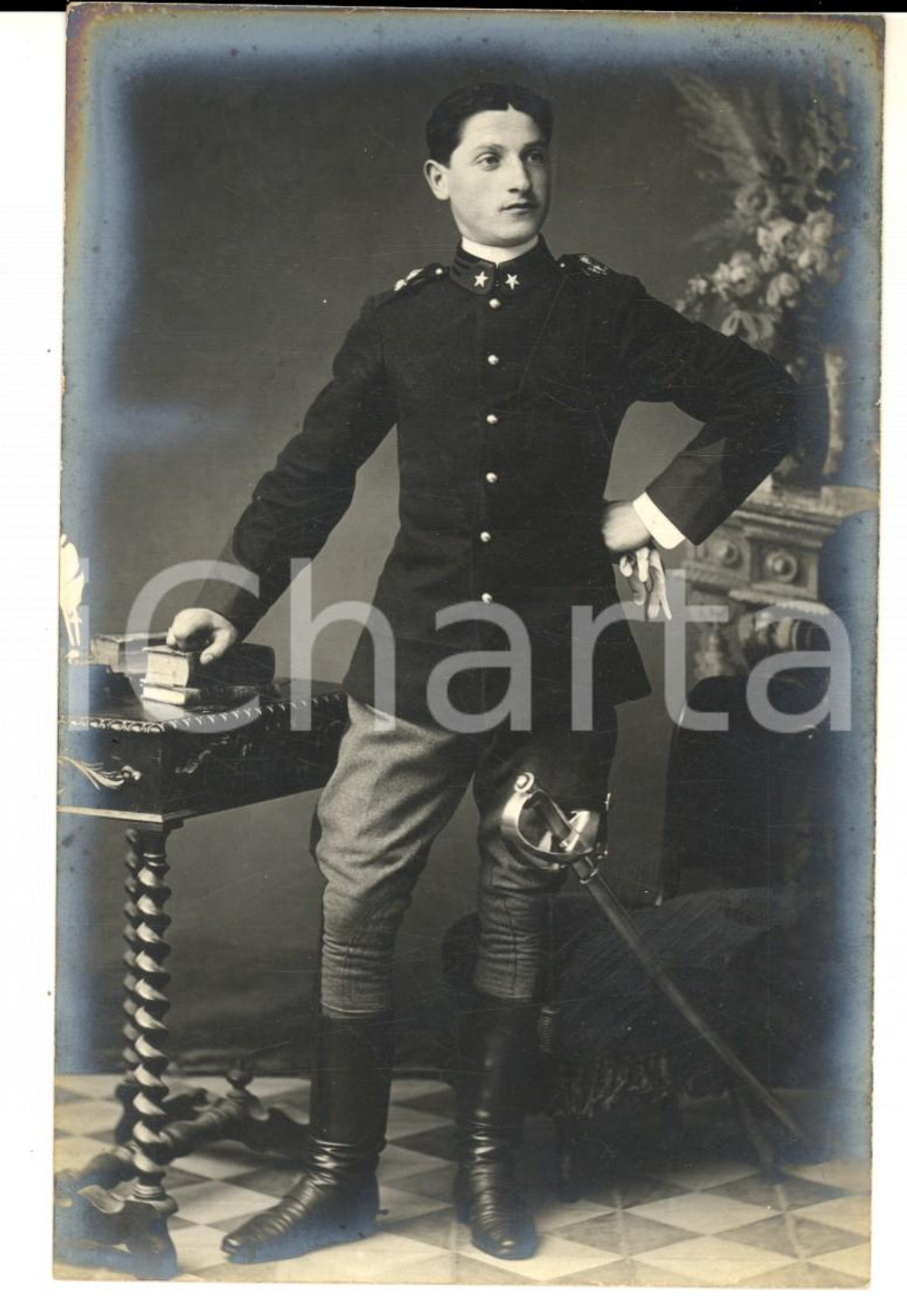 Fotografia d epoca originale 1910 ca  REGIO ESERCITO Ritratto dell ufficiale R. STRAMBECCHI Foto cartolina 1
