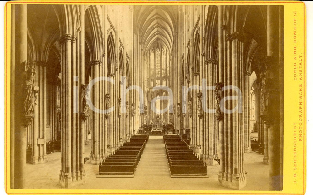 Fotografia d epoca originale 1880 KOELN Dom  Innere Total Ansicht Photo J. H. SCHOENSCHEIDT 17x11 cm 1