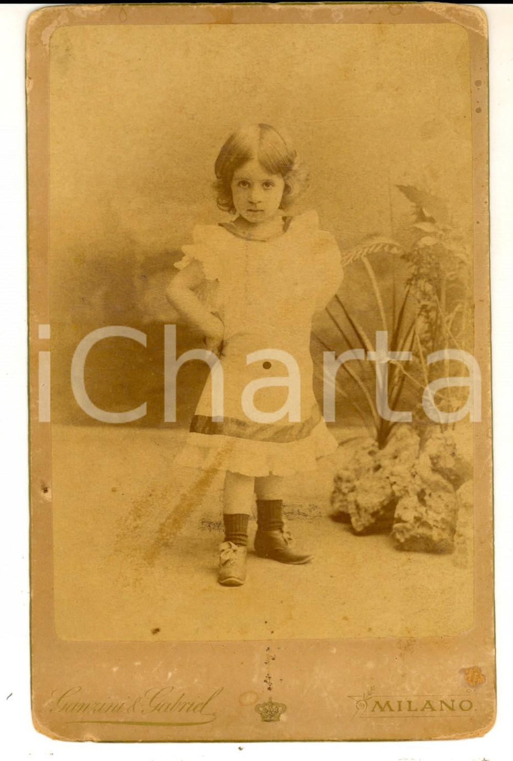 Fotografia d epoca originale 1890 MILANO Ritratto di Fernanda RANGO D ARAGONA bambina Foto GANZINI & GABRIEL 1
