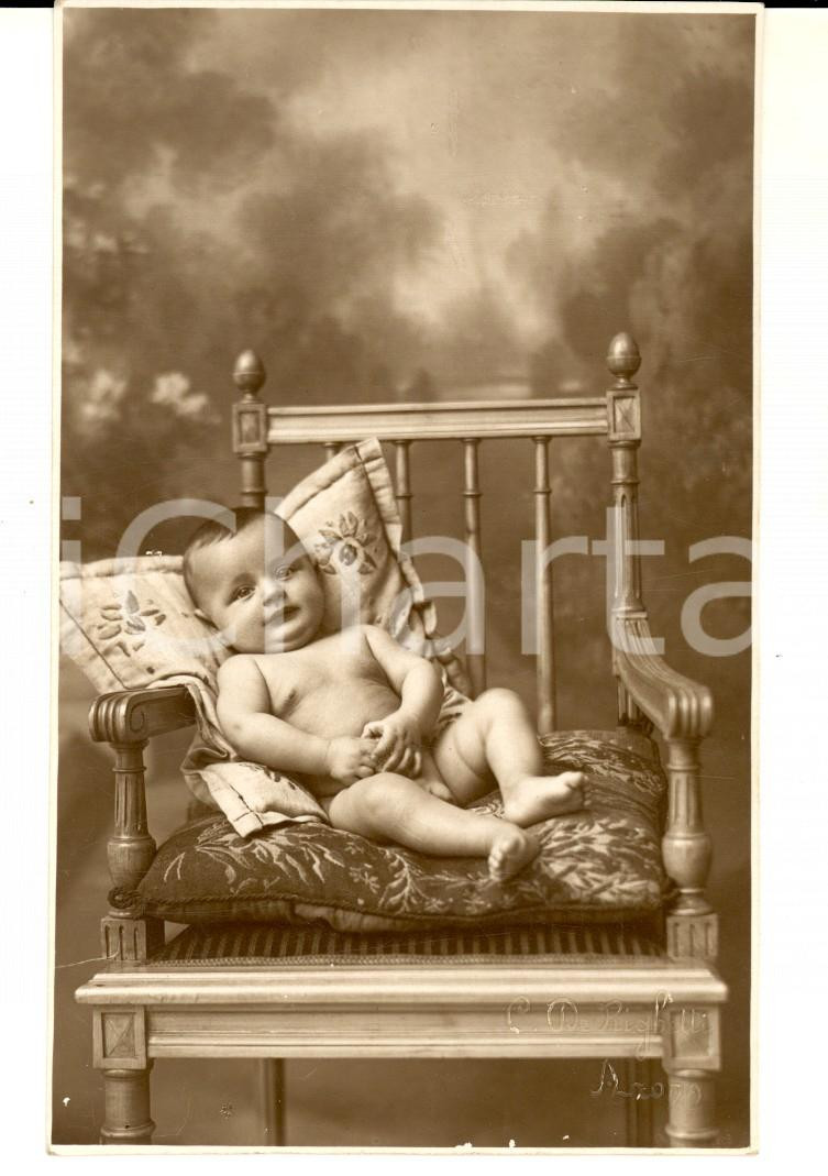 Fotografia d epoca originale 1930 ARONA NO Ritratto di bambino di pochi mesi Foto cartolina DE RIGHETTI 1