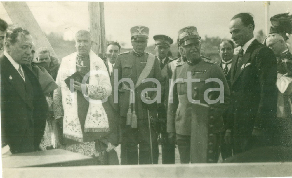 Fotografia d epoca originale 1935 ca ROMA Vittorio Emanuele III a posa prima pietra Casa dei BALILLA Foto 1