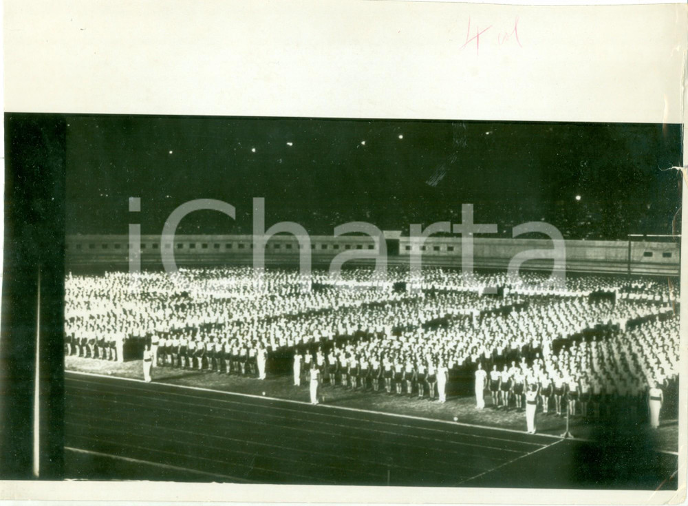 Fotografia d epoca originale 1938 ROMA Reparti atletici della GIL schierati allo stadio Foto DANNEGGIATA 1