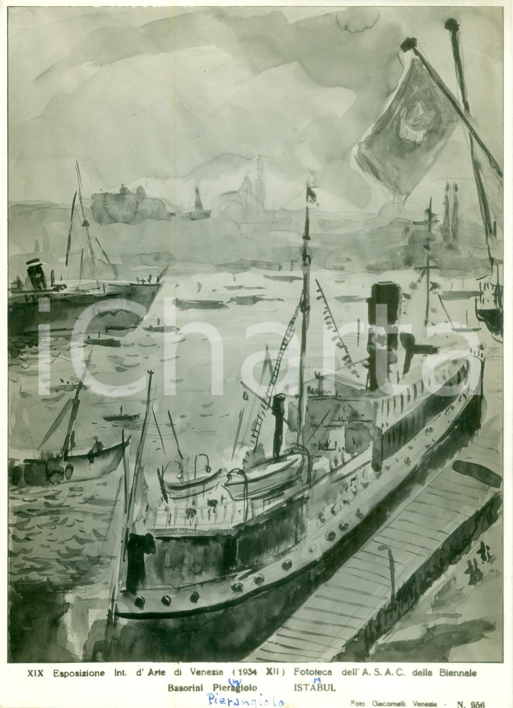 Fotografia d epoca originale 1934 VENEZIA Pierangiolo BASORINI Istanbul alla BIENNALE Fotografia coeva quadro 1