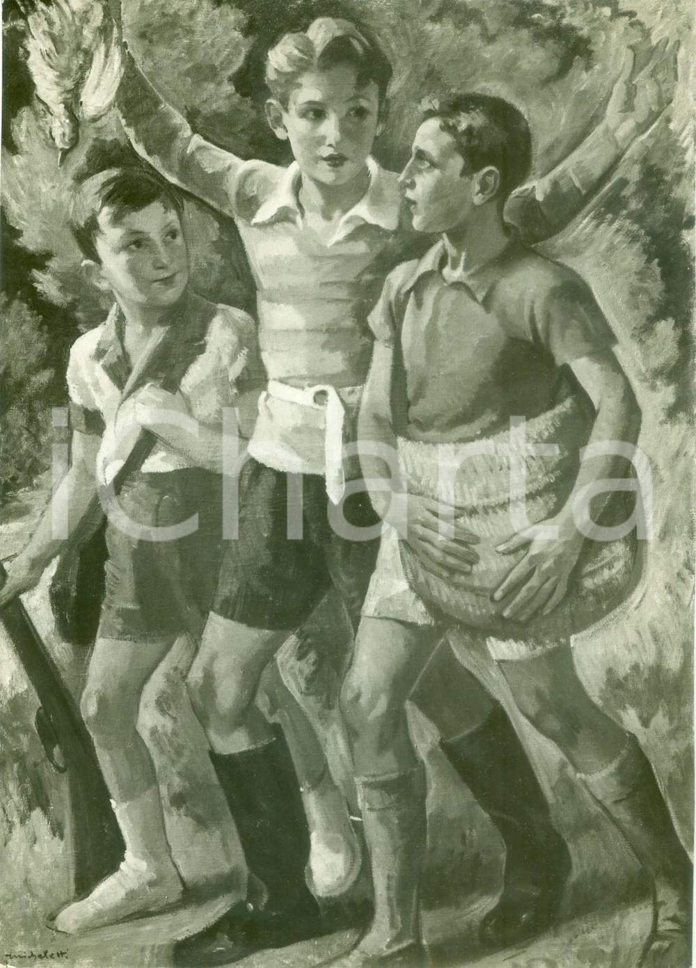 Fotografia d epoca originale 1936 TORINO Pittore Mario MICHELETTO Giovinezza Fotografia coeva del quadro 1