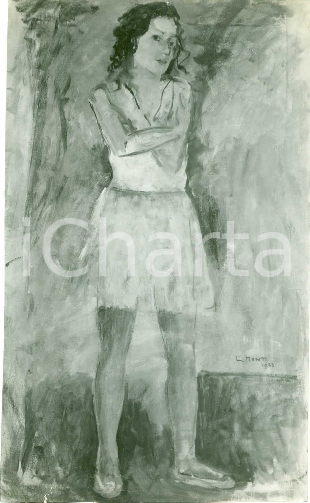 Fotografia d epoca originale 1933 MILANO Pittore Cesare MONTI La ballerina Fotografia coeva del quadro 1