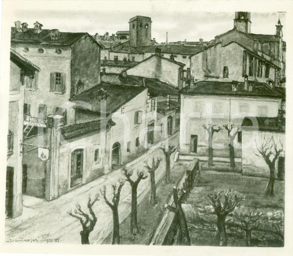 Fotografia d epoca originale 1933 FIRENZE Pittore Casimiro IODI Quartiere rurale Fotografia coeva del quadro 1