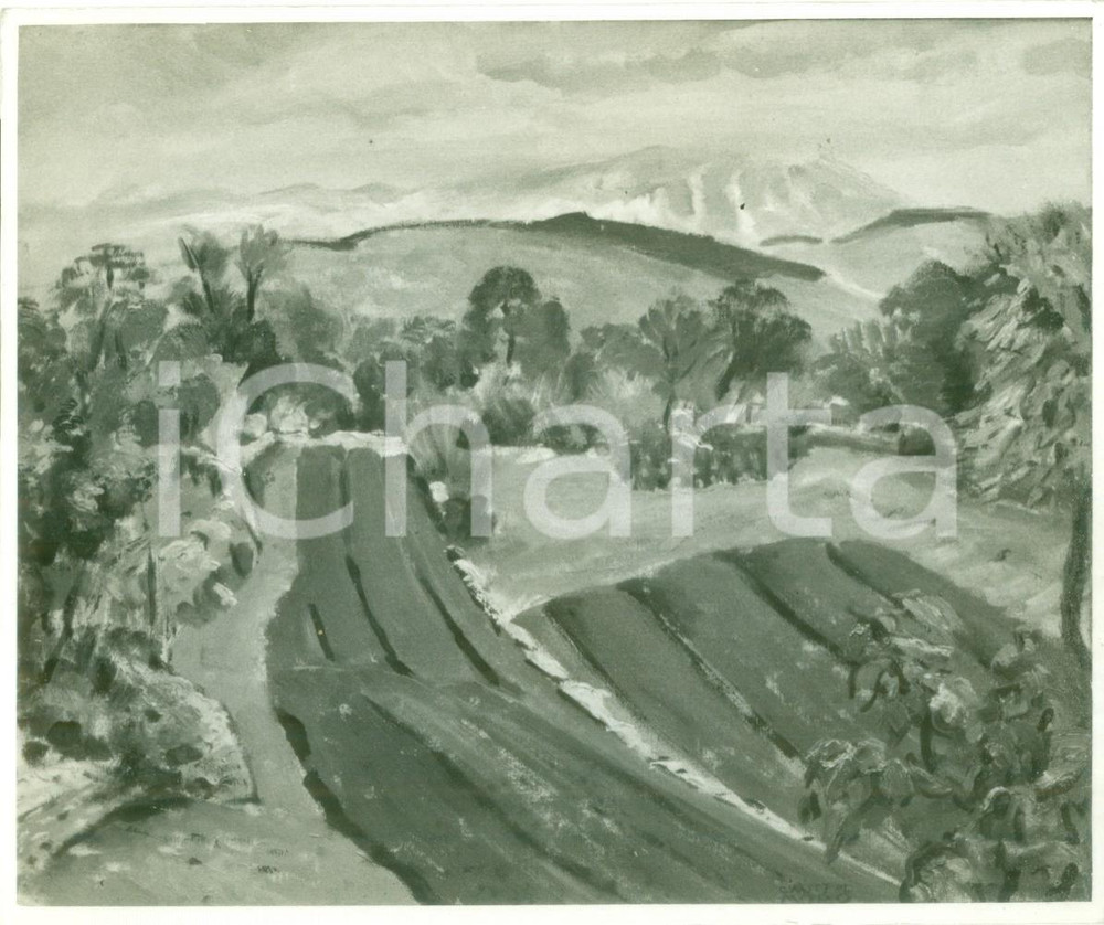 Fotografia d epoca originale 1936 MOSTRE D ARTE Giuseppe MORO Paesaggio Fotografia coeva del quadro 1