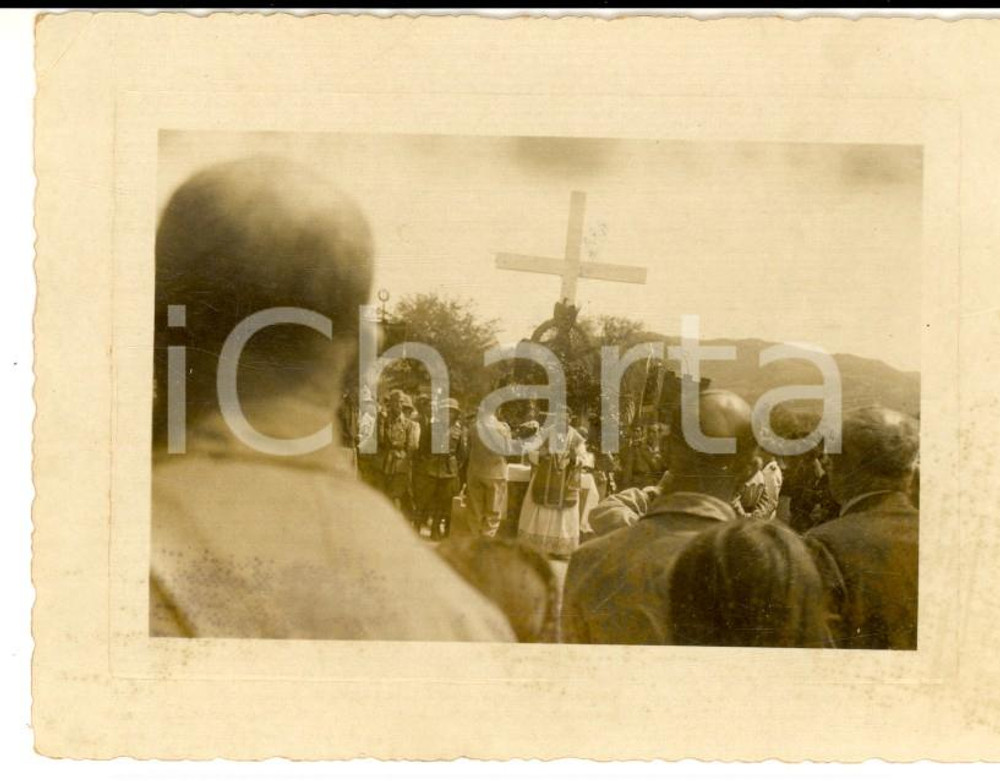 Fotografia d epoca originale 1937 AOI ETIOPIA Anniversario eccidio ditta GONDRAND Messa suffragio Foto 11x8 1