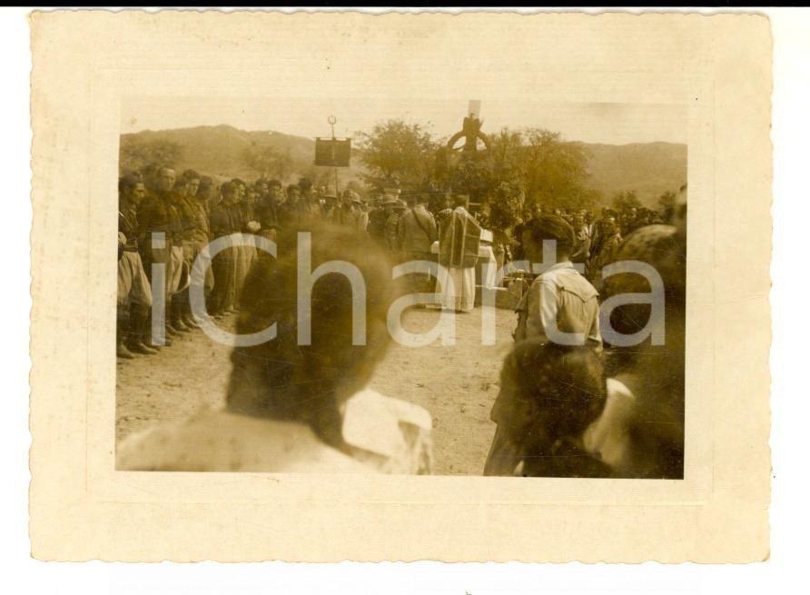 Fotografia d epoca originale 1937 AOI ETIOPIA Anniversario eccidio GONDRAND  Messa per le vittime Foto 11x8 1