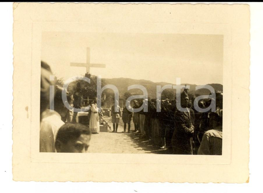 Fotografia d epoca originale 1937 AOI ETIOPIA Anniversario eccidio GONDRAND Messa per le vittime Foto 11x8 1
