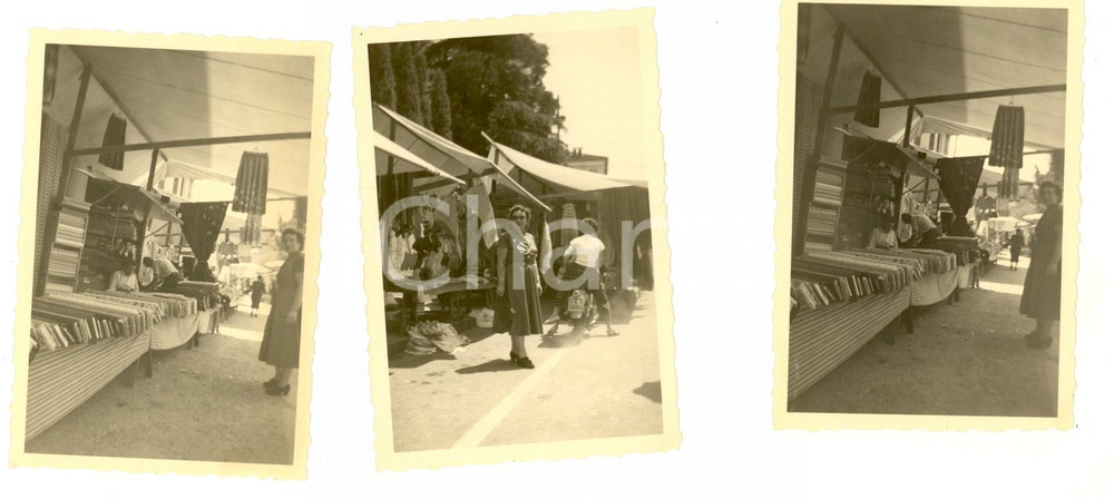 Fotografia d epoca originale 1960 ca SVIZZERA Mercato delle stoffe Lotto 3 foto VINTAGE 6x8 cm 1