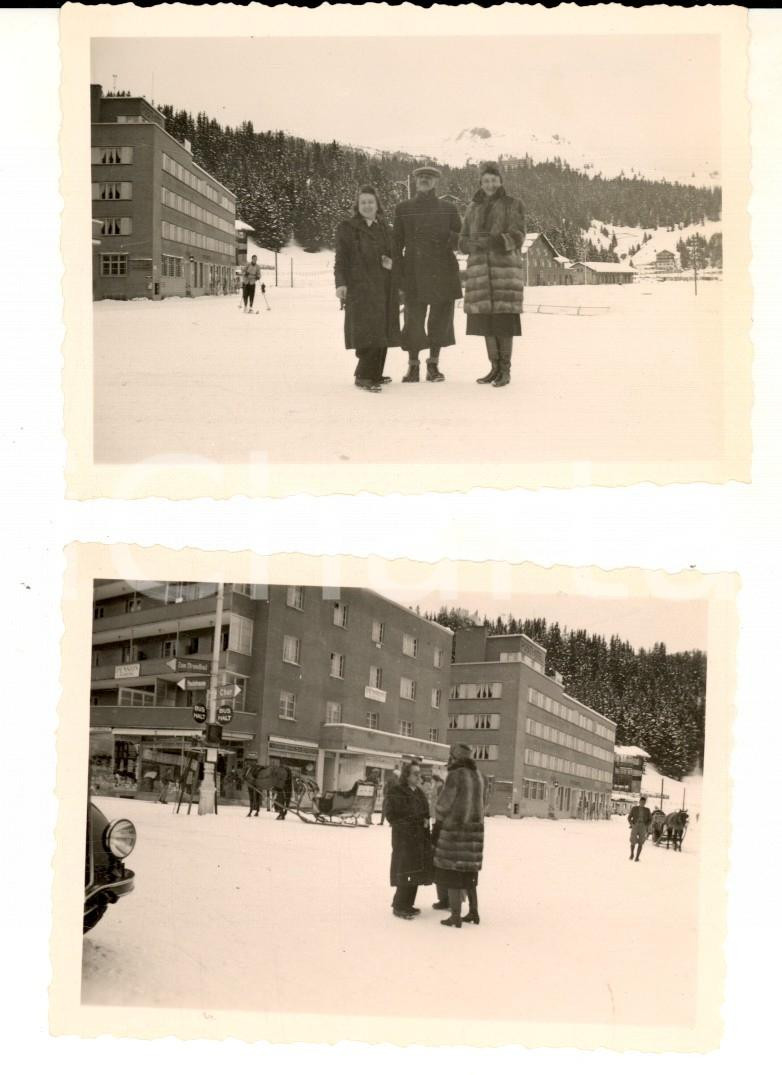 Fotografia d epoca originale 1960 ca WILDHAUS CH Famiglia in vacanza sulla neve Lotto 2 foto VINTAGE 10x7 1
