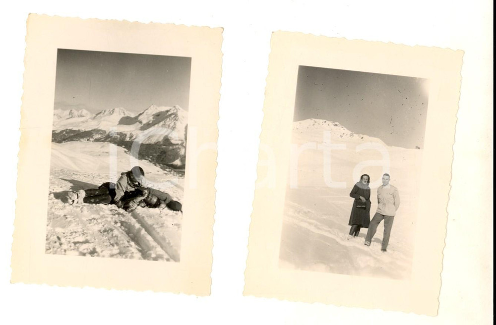 Fotografia d epoca originale 1960 ca AROSA CH Sposi in vacanza sulla neve Lotto 2 foto VINTAGE 10x7 1