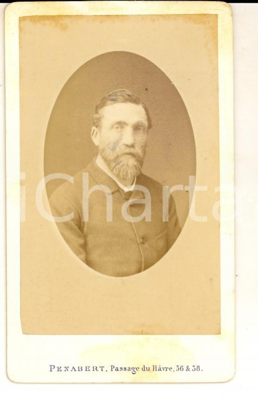 Fotografia d epoca originale 1870 ca PARIS Ritratto maschile in abito scuro Foto PENABERT CDV 1