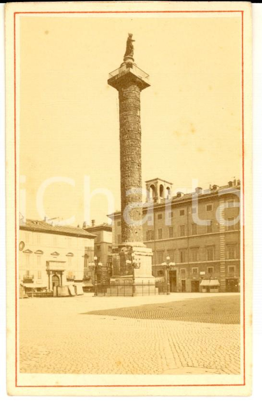 Fotografia d epoca originale 1870 ca ROMA Colonna di Marco Aurelio Foto seriale VINTAGE 10x6 cm 1